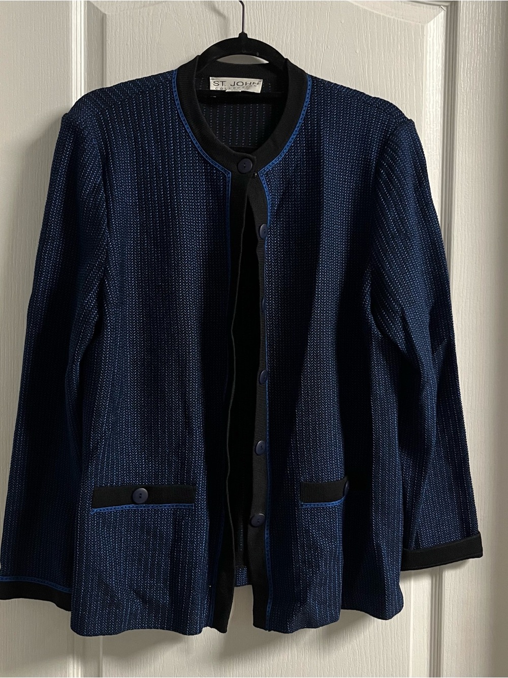 St. John Navy and Black Knit Button-Front Jacket